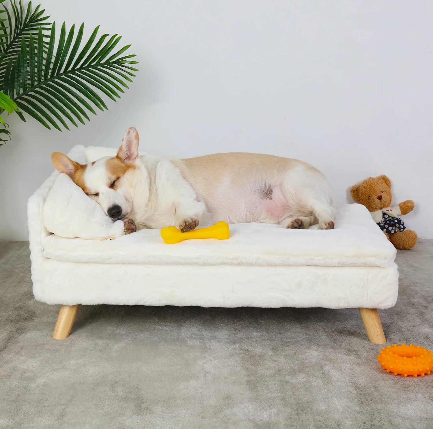 Elevated Pet Bed with Wood Legs