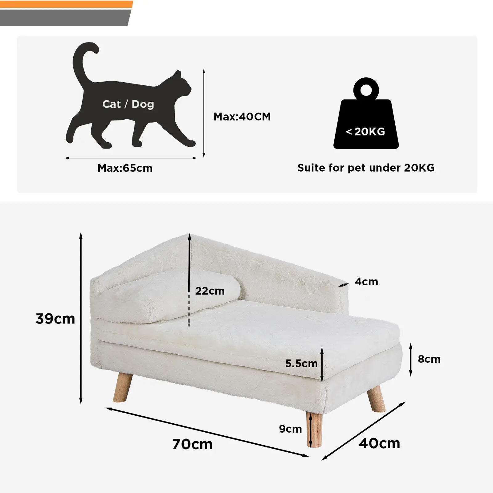 Elevated Pet Bed with Wood Legs